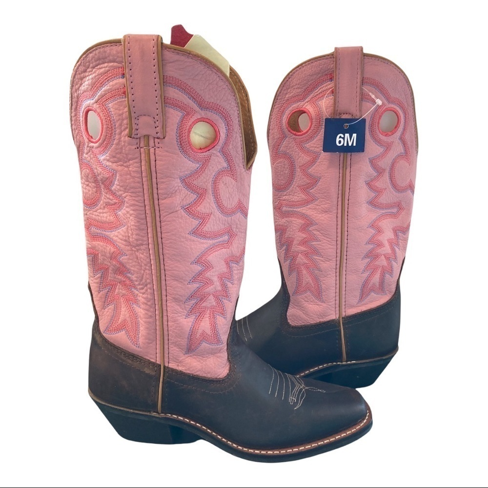 NWT Masterson sz 6 pink brown leather embroidered cowgirl boots